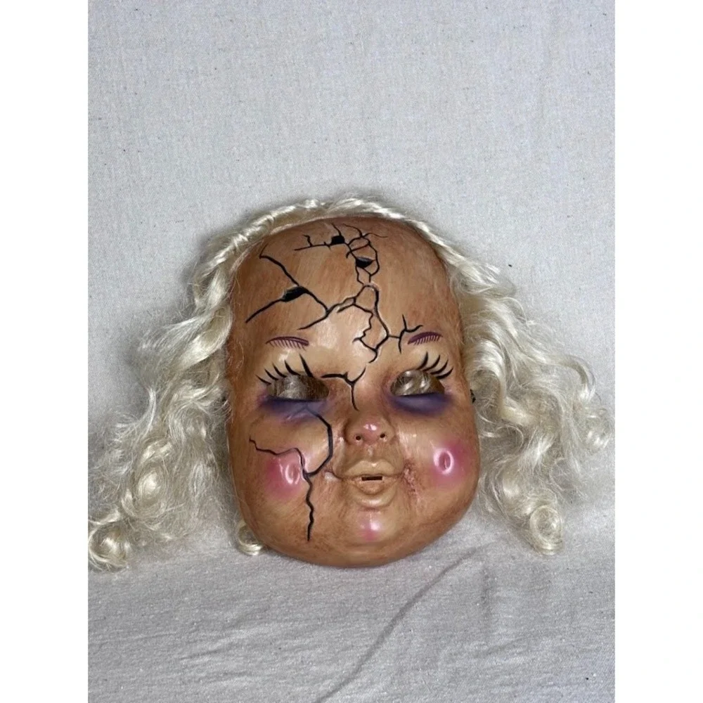 Scary Creepy Doll Halloween Mask Bride Of Chucky Blonde Hair‎